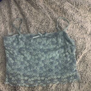 Delicate Lace Spaghetti Strap Cami in Dusty Blue